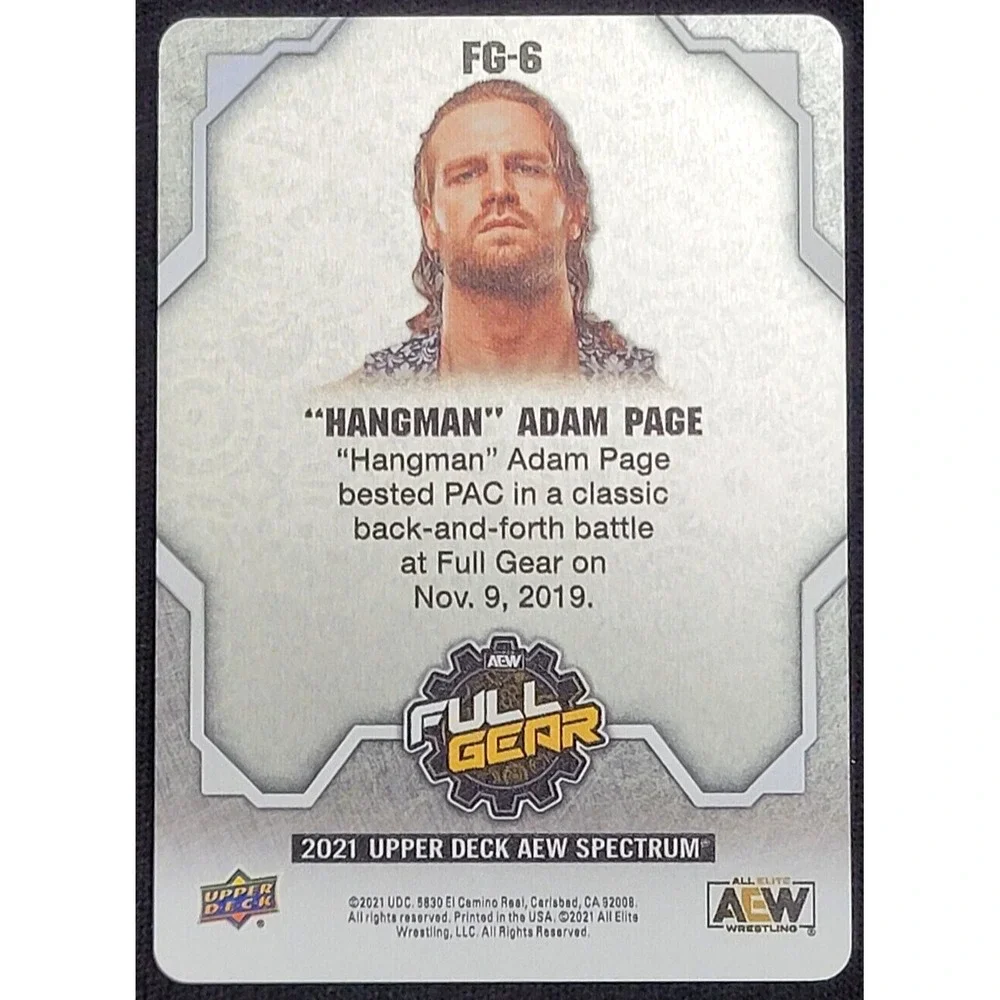 2021 UPPER DECK AEW SPECTRUM HANGMAN ADAM PAGE FULL GEAR SP METAL‎ CARD